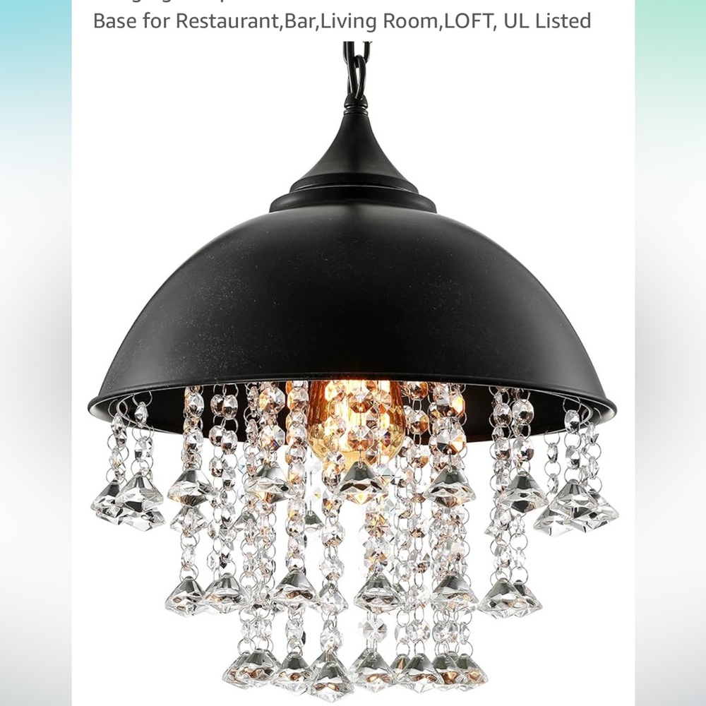 Black Rustic Crystal Pendant Light